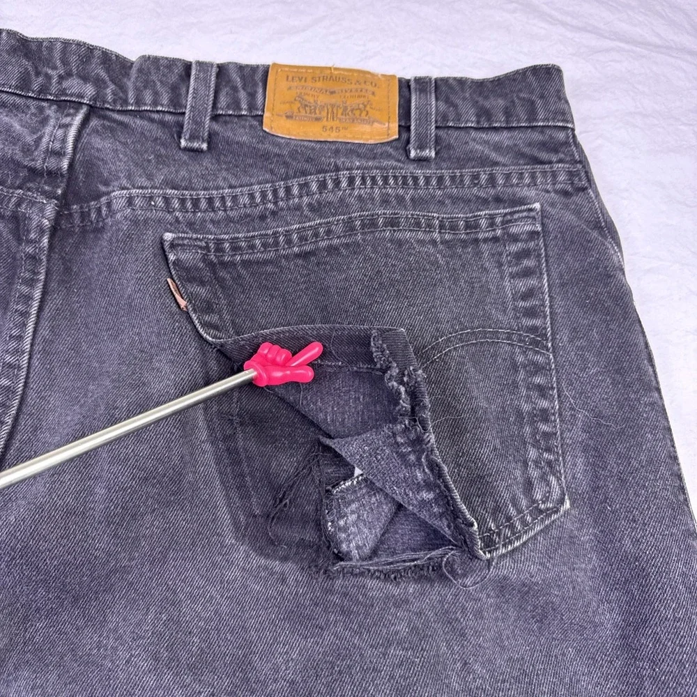 VTG Men's LEVI's 545 Black Denim Jeans Loose Fit Labeled 44x32 org tab flaw
